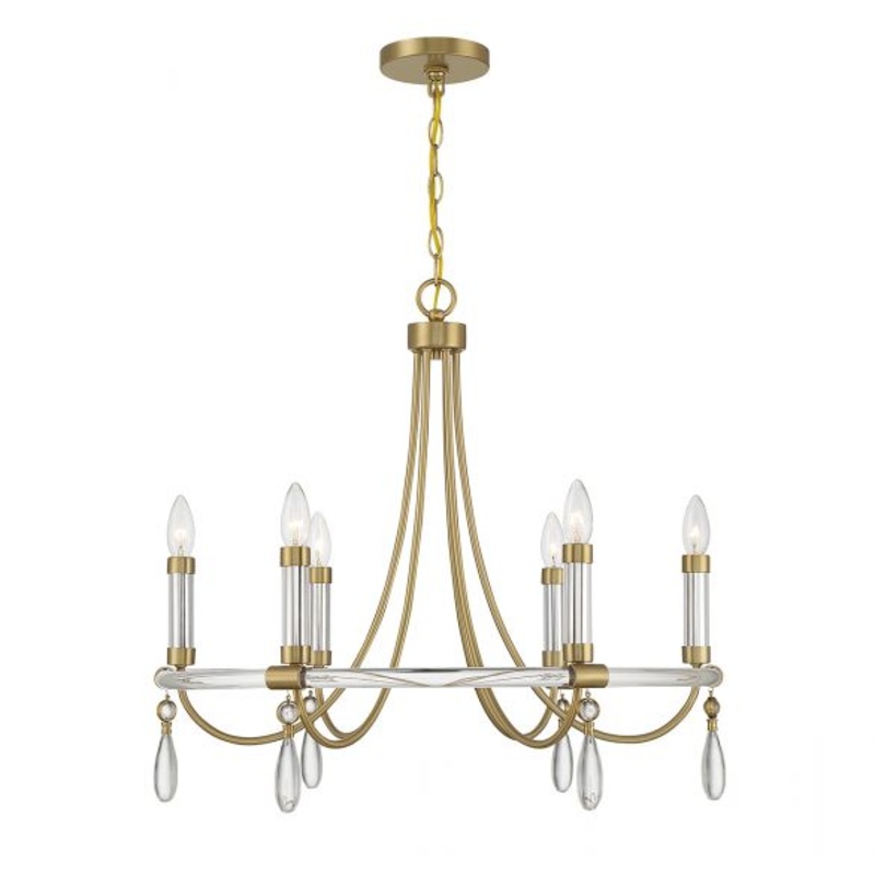 Mayfair 6-Light Chandelier in Warm Brass and Chrome - I58423339268