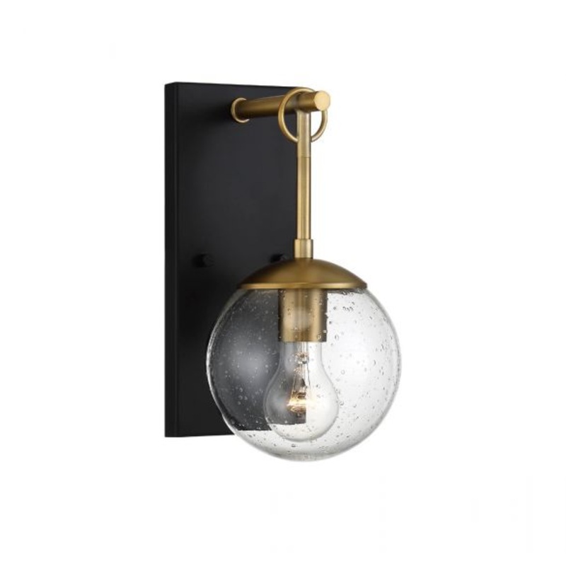 1-Light Outdoor Wall Lantern in Oil Rubbed Bronze with Natural Brass - I58423339091