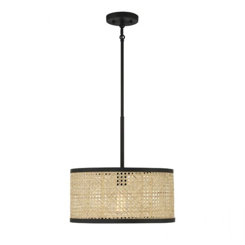 1-Light Pendant in Natural Cane with Matte Black - I58423339033