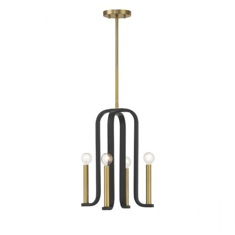 Archway 4-Light Pendant in Matte Black with Warm Brass Accents - I58423339042