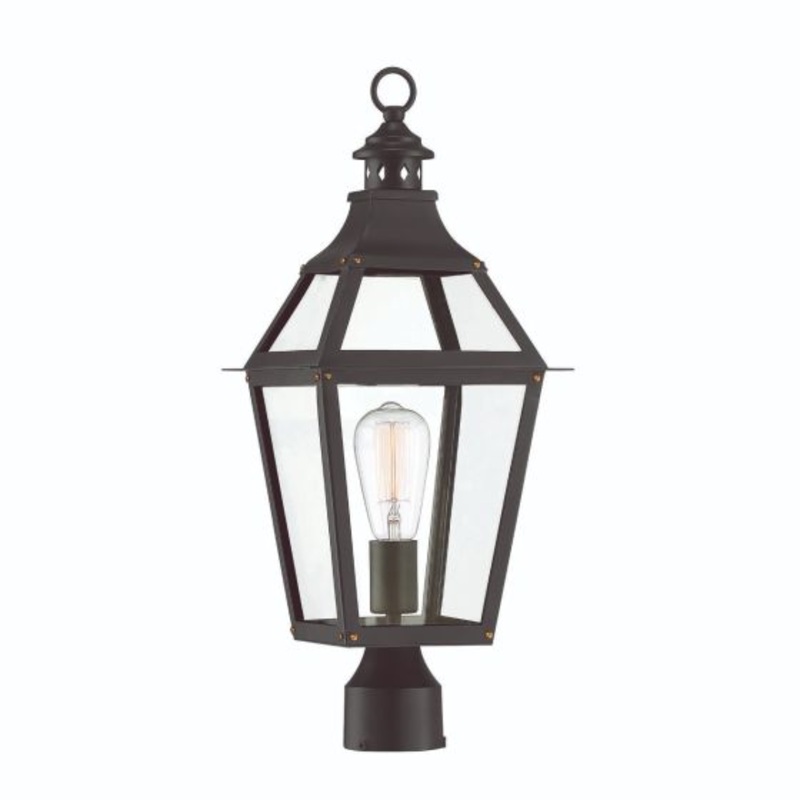 Jackson 1-Light Outdoor Post Lantern in Matte Black with Gold Highlights - I58423339020