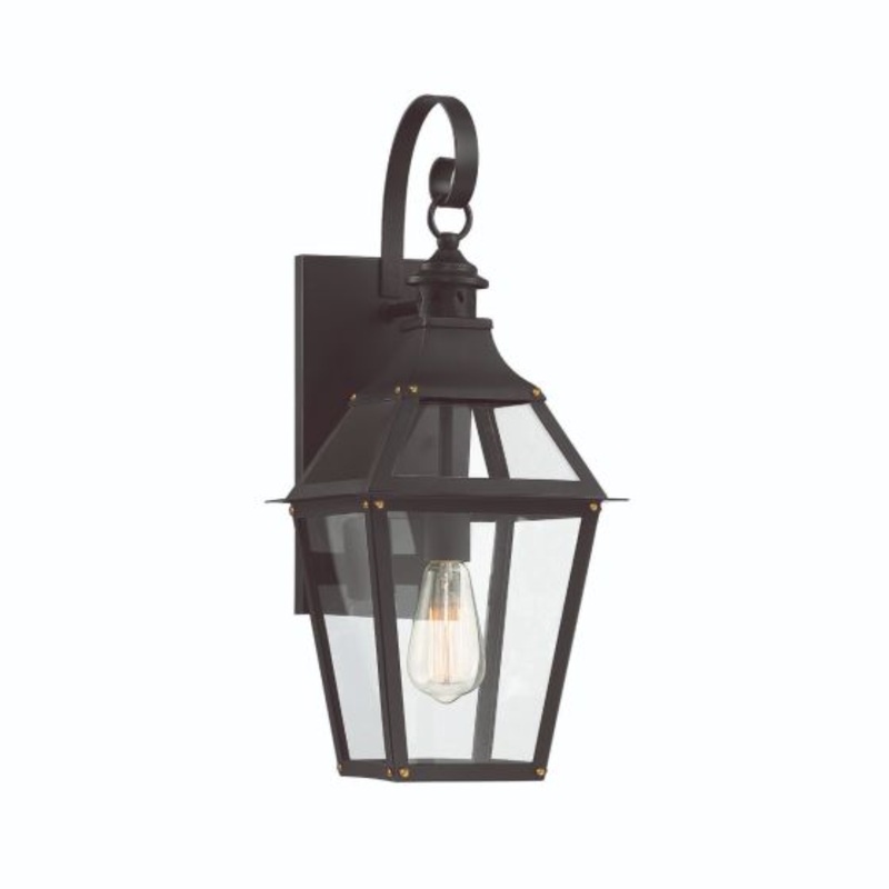 Jackson 1-Light Outdoor Wall Lantern in Matte Black with Gold Highlights - I58423339019
