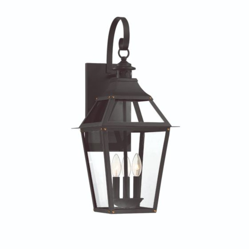Jackson 3-Light Outdoor Wall Lantern in Matte Black with Gold Highlights - I58423339023