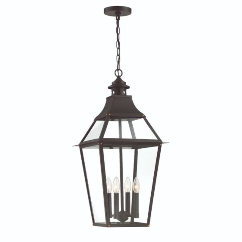 Jackson 4-Light Outdoor Chandelier in Black with Gold Highlights - I58423339090