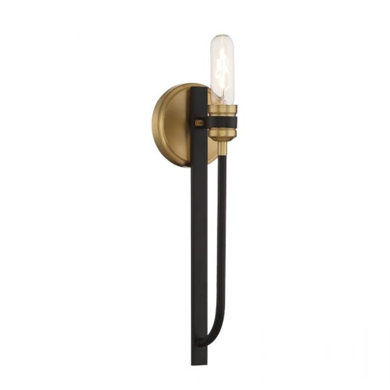 Kenyon 1-Light Wall Sconce in Bronze with Warm Brass Accents - I58423338989