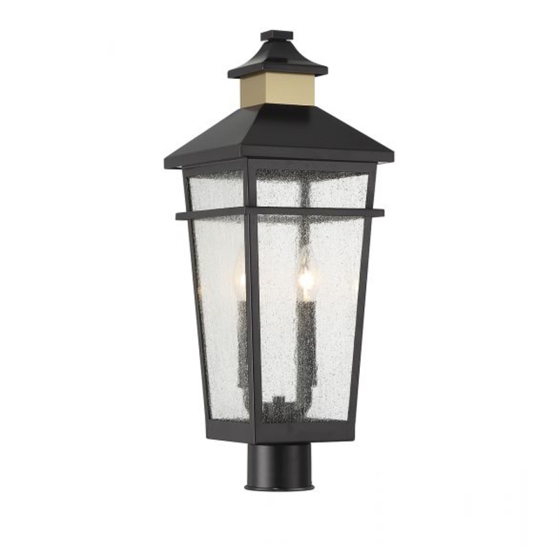 Kingsley 2-Light Outdoor Post Lantern in Matte Black with Warm Brass Accents - I58423339144