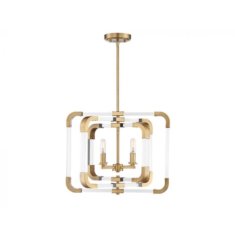 Rotterdam 4-Light Convertible Semi-Flush or Pendant in Warm Brass - I58423339172
