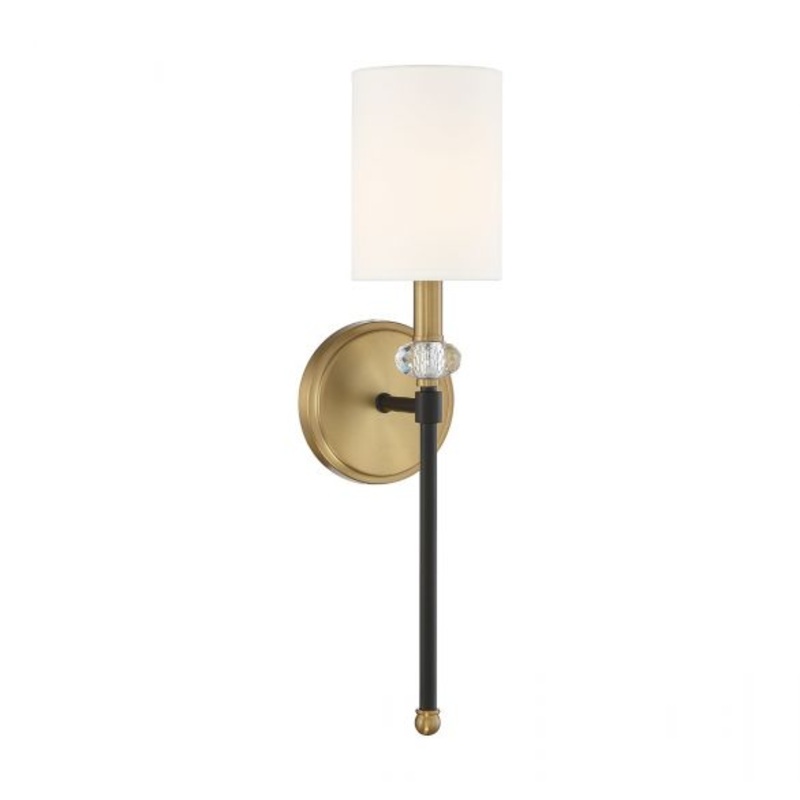 Tivoli 1-Light Wall Sconce in Matte Black with Warm Brass Accents - I58423338974