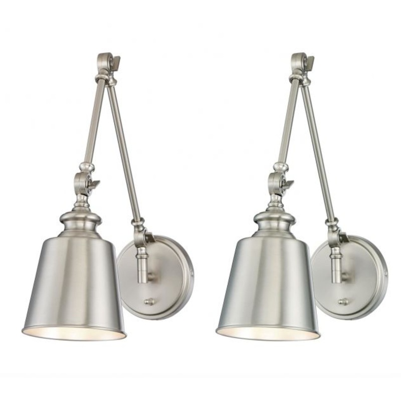 1-Light Adjustable Wall Sconce in Brushed Nickel (Set of 2) - I58423338950