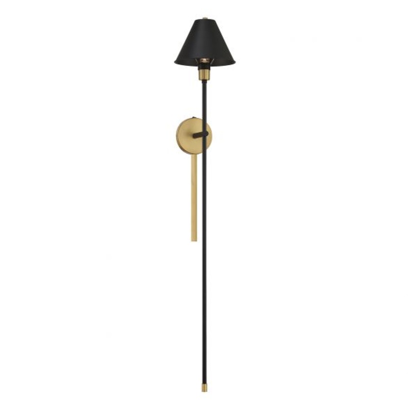 1-Light Wall Sconce in Black with Natural Brass Accents - I58423338958