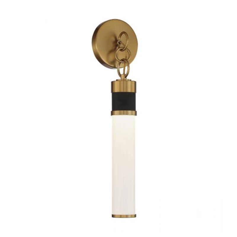 Abel LED Wall Sconce in Matte Black with Warm Brass Accents - I58423338863