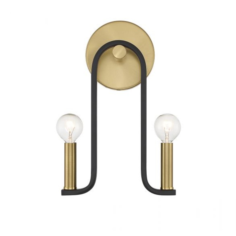 Archway 2-Light Wall Sconce in Matte Black with Warm Brass Accents - I58423338789
