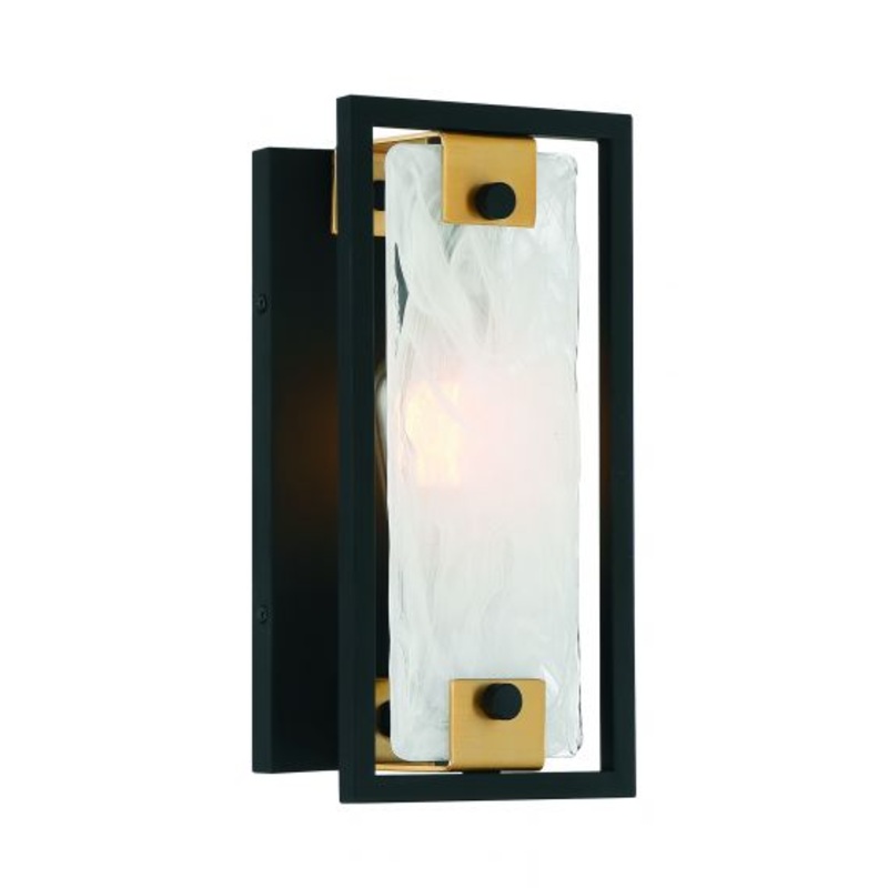 Hayward 1-Light Wall Sconce in Matte Black with Warm Brass Accents - I58423338869