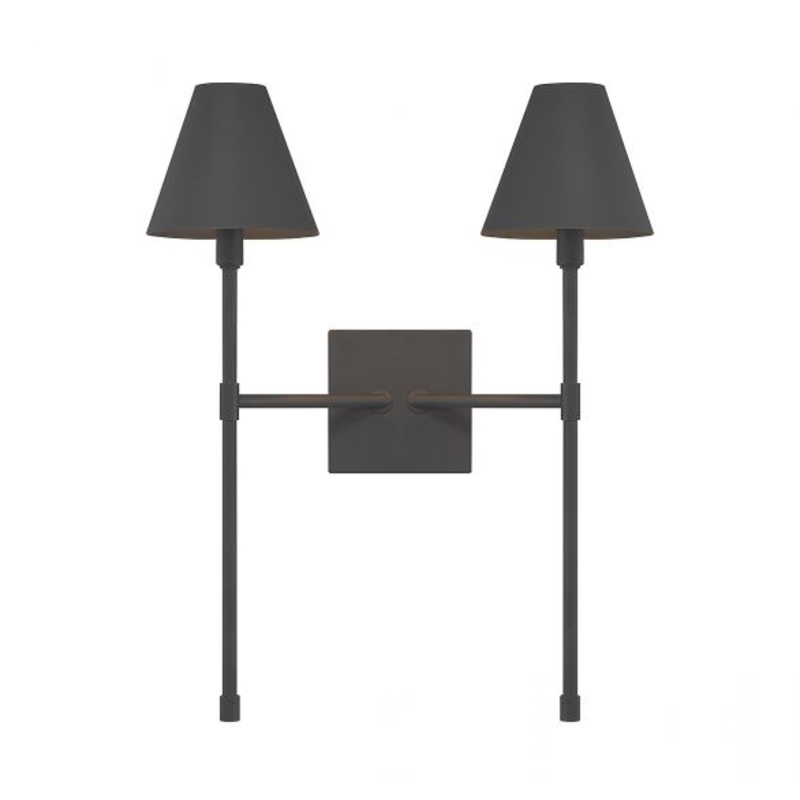 Jefferson 2-Light Wall Sconce in Matte Black - I58423338803