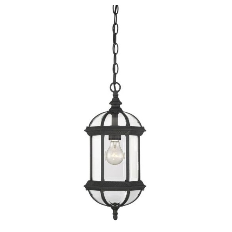 Kensington 1-Light Outdoor Hanging Lantern in Textured Black - I58423338769