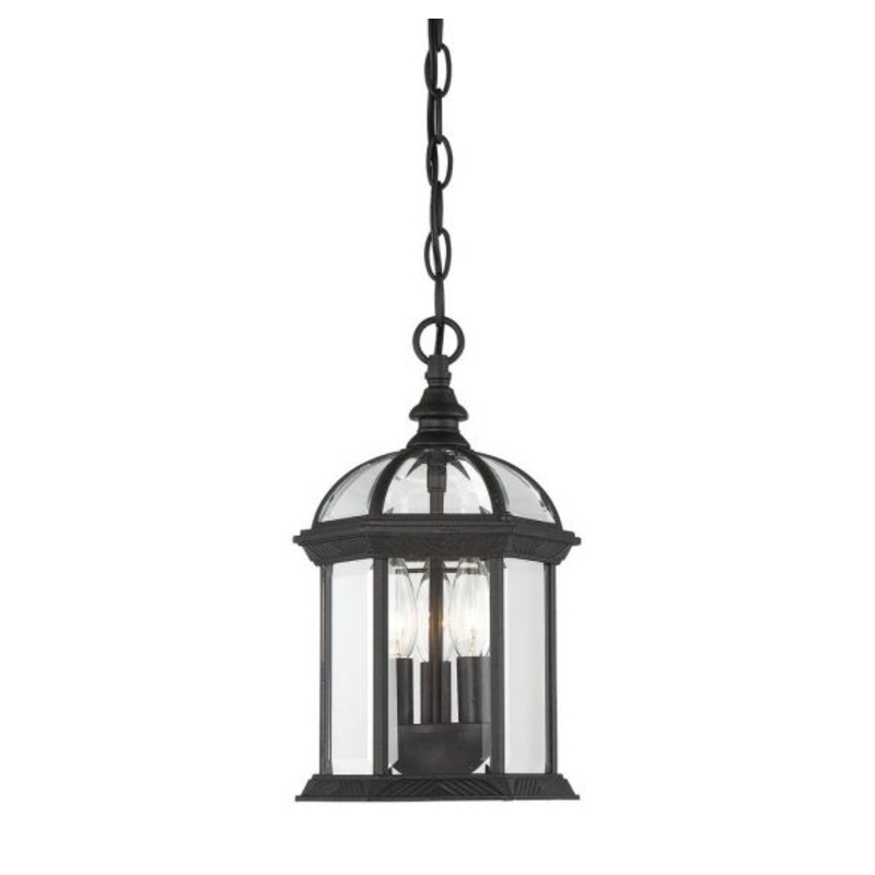 Kensington 3-Light Outdoor Hanging Lantern in Textured Black - I58423338770