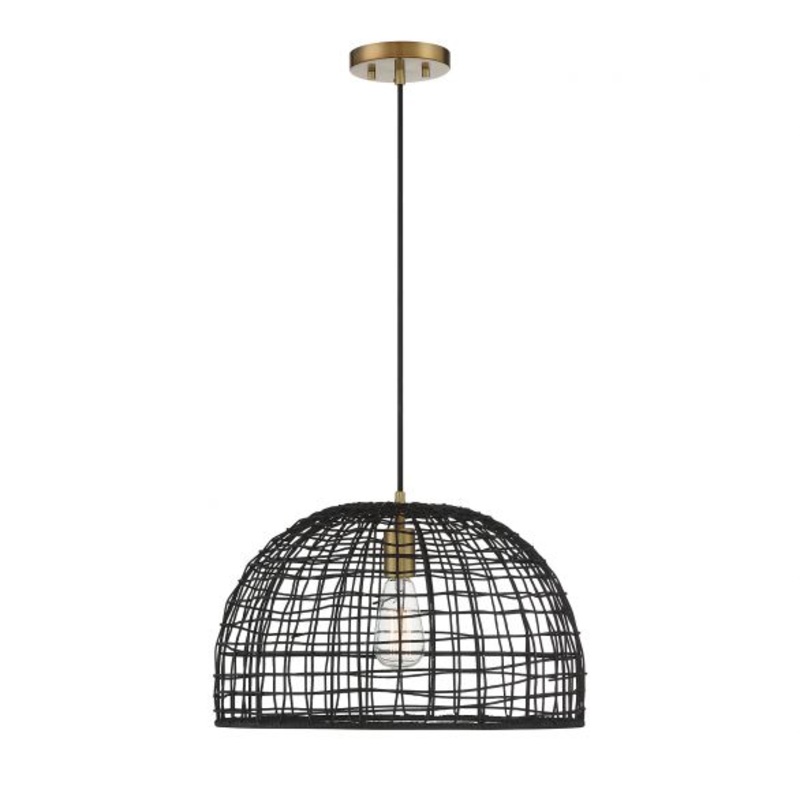 1-Light Pendant in Black with Natural Brass Accents - I58423338616