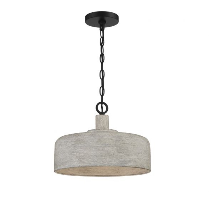 1-Light Pendant in Weathered Gray with Black - I58423338626
