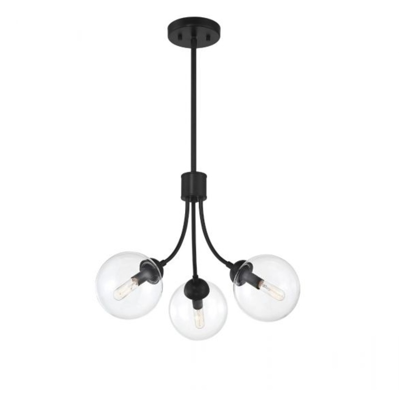 3-Light Chandelier in Matte Black - I58423338736