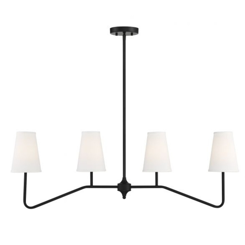 4-Light Linear Chandelier in Matte Black - I58423338735