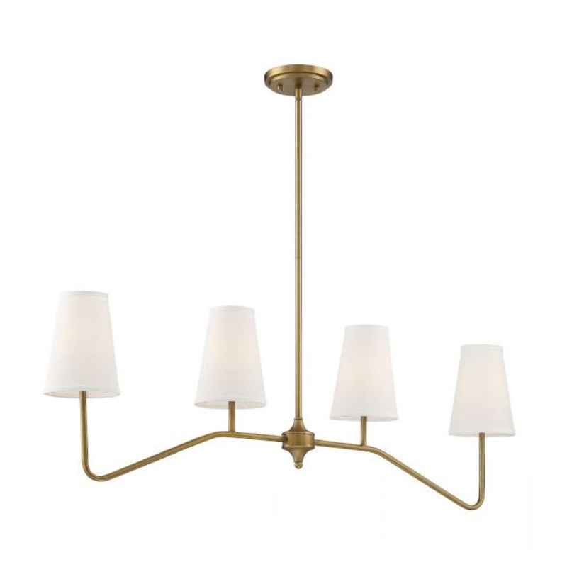 4-Light Linear Chandelier in Natural Brass - I58423338657