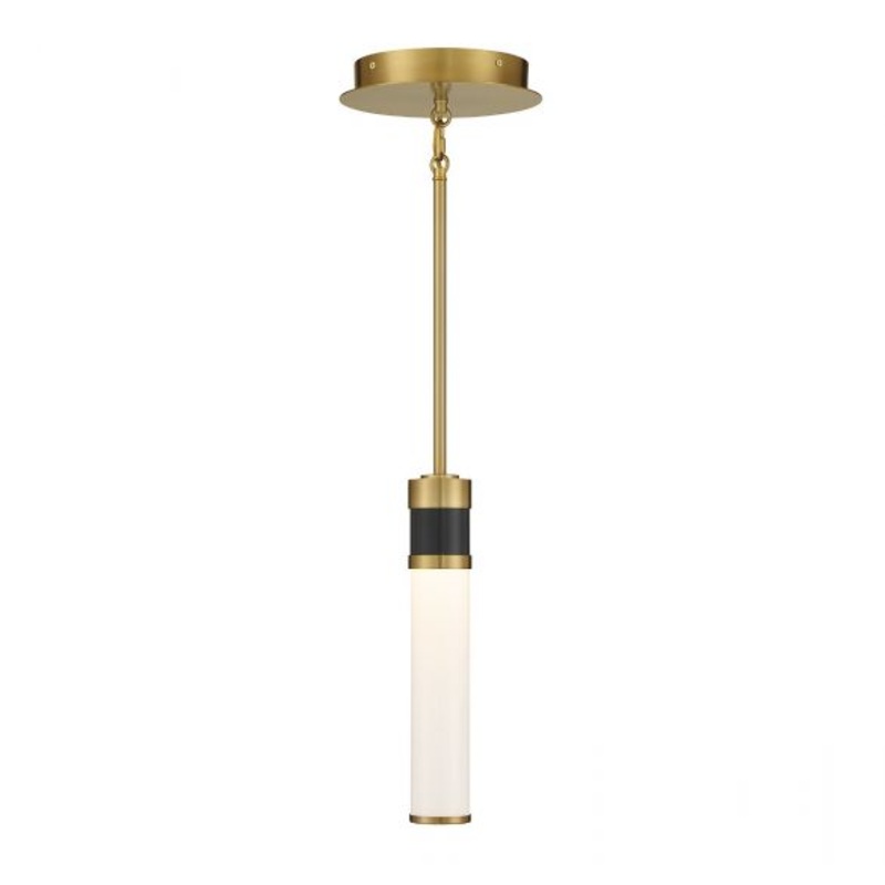 Abel LED Mini-Pendant in Matte Black with Warm Brass Accents - I58423338668