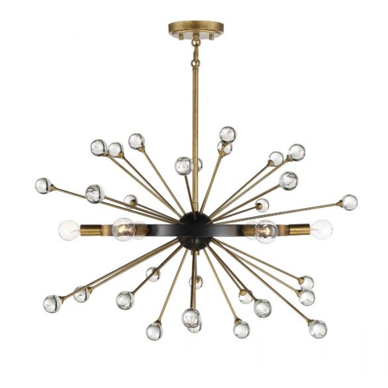 Ariel 6-Light Chandelier in Como Black with Gold Accents - I58423338669