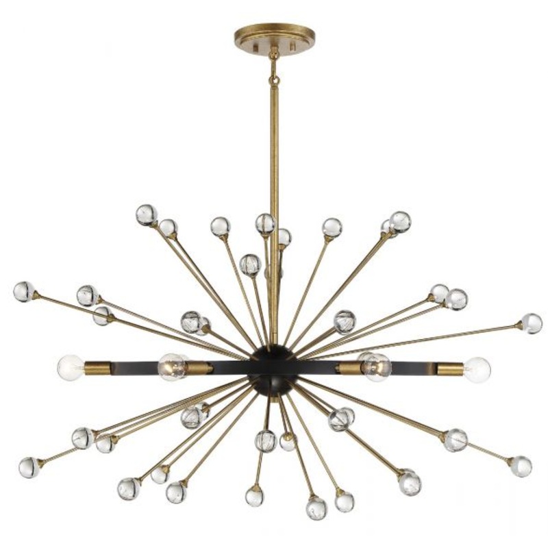 Ariel 6-Light Oval Chandelier in Como Black with Gold Accents - I58423338670
