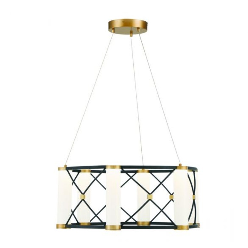Aries 6-Light LED Pendant in Matte Black with Burnished Brass Accents - I58423338574
