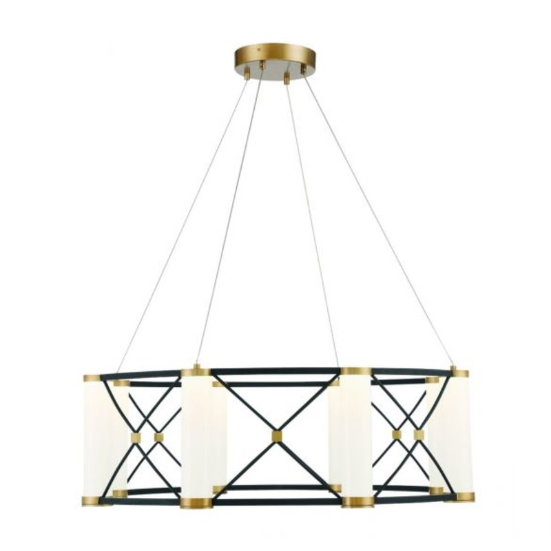 Aries 8-Light LED Pendant in Matte Black with Burnished Brass Accents - I58423338572