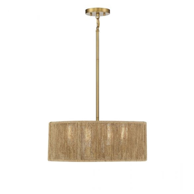 Ashe 4-Light Pendant in Warm Brass and Rope - I58423338578