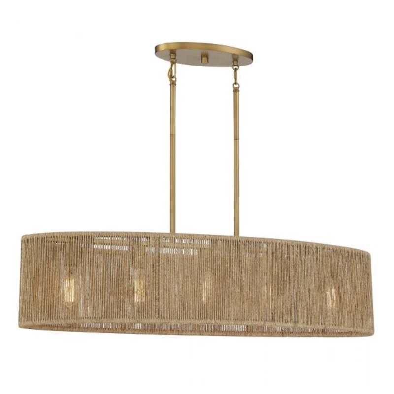 Ashe 5-Light Oval Chandelier in Warm Brass and Rope - I58423338699