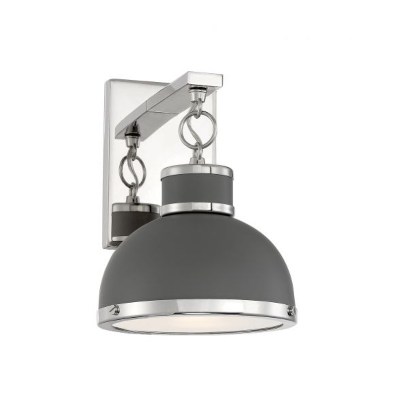 Corning 1-Light Wall Sconce in Gray with Polished Nickel Accents - I58423338707