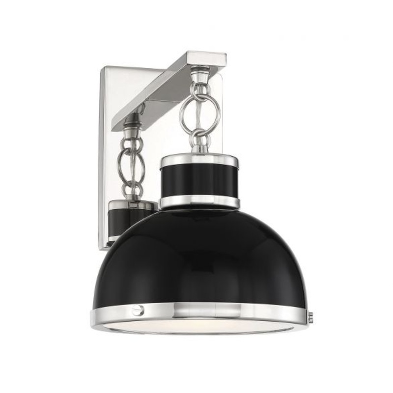 Corning 1-Light Wall Sconce in Matte Black with Polished Nickel Accents - I58423338703