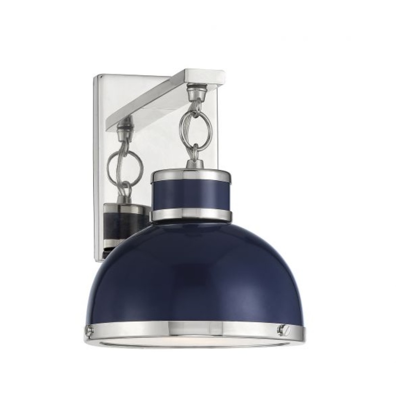 Corning 1-Light Wall Sconce in Navy with Polished Nickel Accents - I58423338708