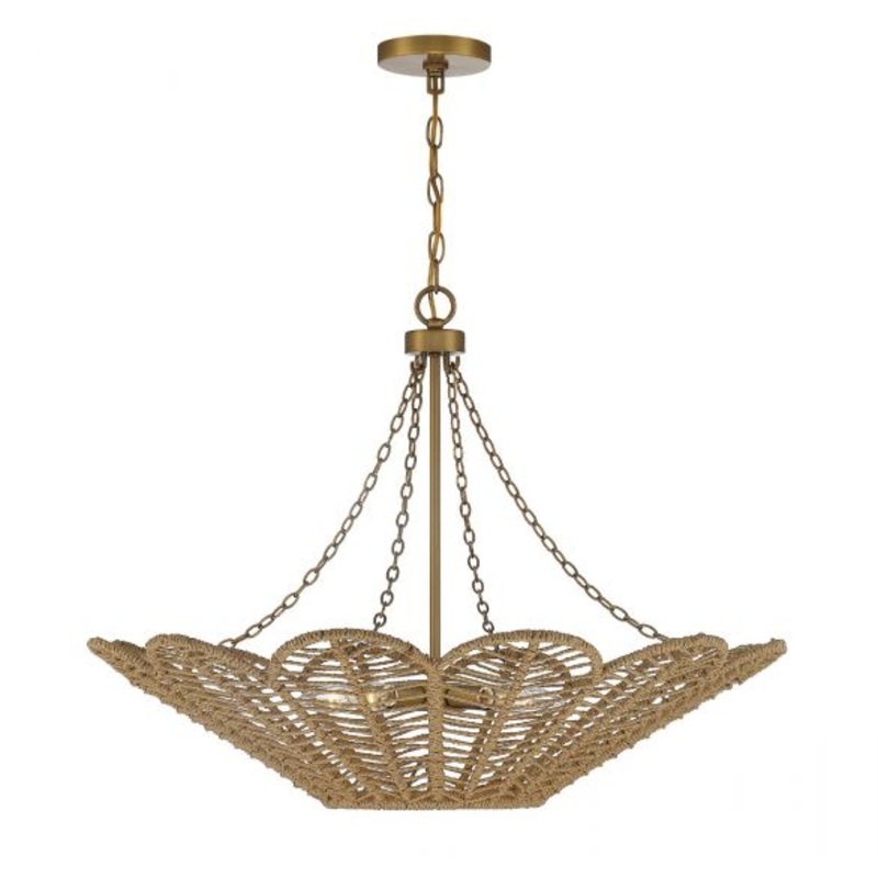 Cyperas 5-Light Pendant in Warm Brass and Rope - I58423338531