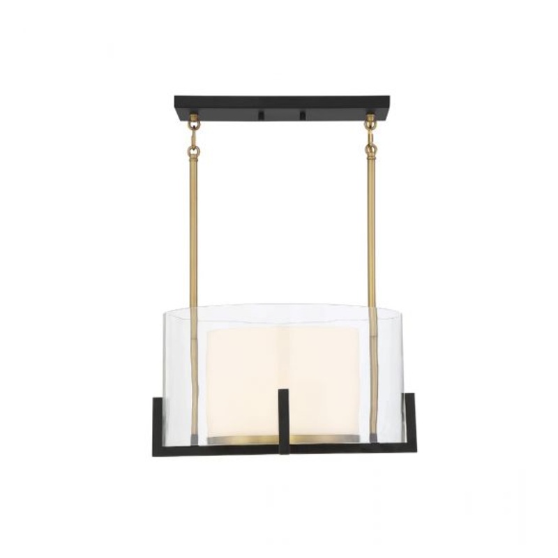 Eaton 1-Light Pendant in Matte Black with Warm Brass Accents - I58423338589