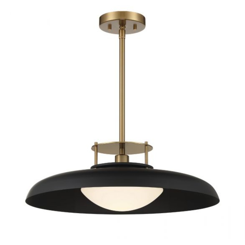 Gavin 1-Light Pendant in Matte Black with Warm Brass Accents - I58423338580