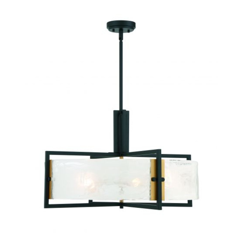 Hayward 5-Light Pendant in Matte Black with Warm Brass Accents - I58423338575