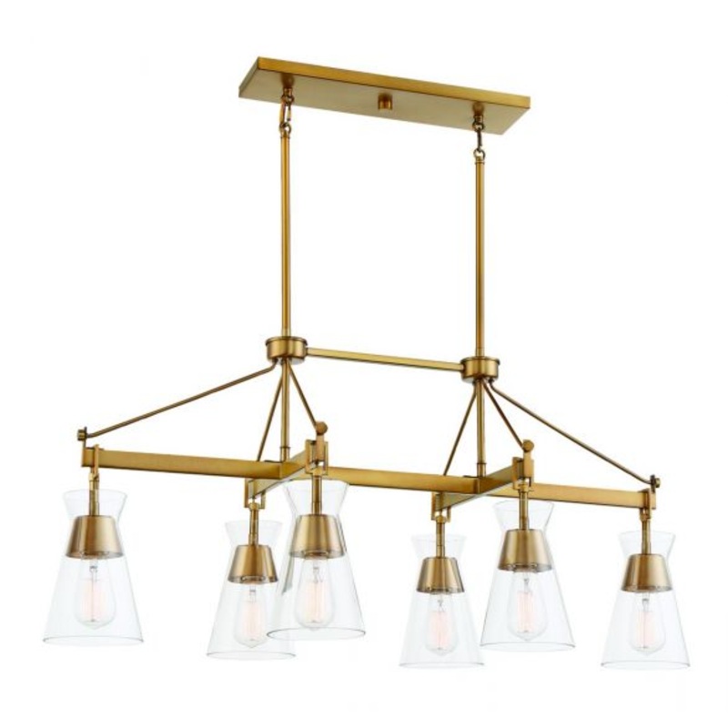 Lakewood 6-Light Linear Chandelier in Warm Brass - I58423338685