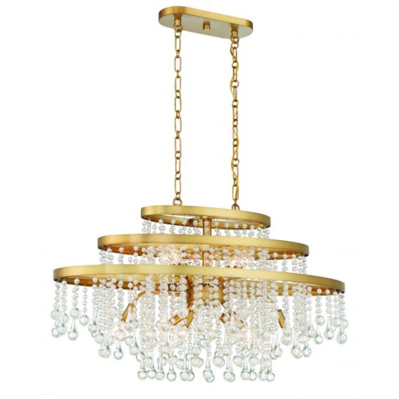 Luna 10-Light Oval Chandelier in Warm Brass - I58423338673