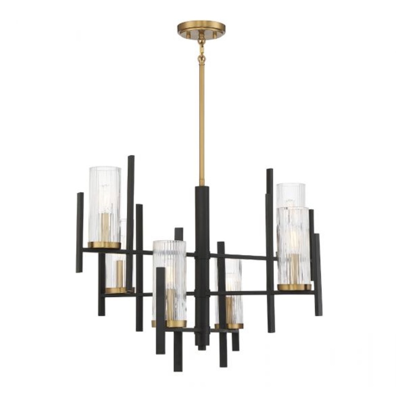 Midland 6-Light Chandelier in Matte Black with Warm Brass Accents - I58423338681