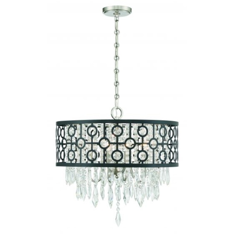 Rory 4-Light Pendant in Matte Black with Satin Nickel - I58423338597