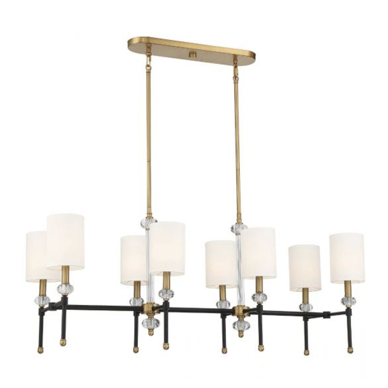 Tivoli 8-Light Linear Chandelier in Matte Black with Warm Brass Accents - I58423338665