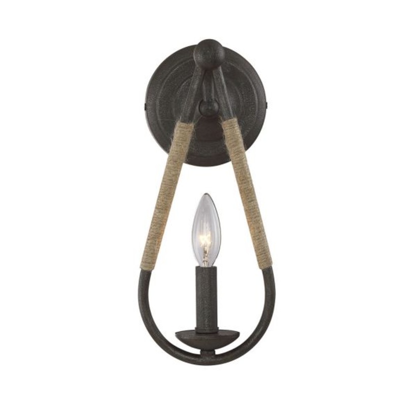1-Light Wall Sconce in Rusty Nail with Rope - I58423338355
