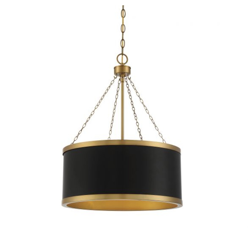 Delphi 6-Light Pendant in Matte Black with Warm Brass Accents - I58423338314