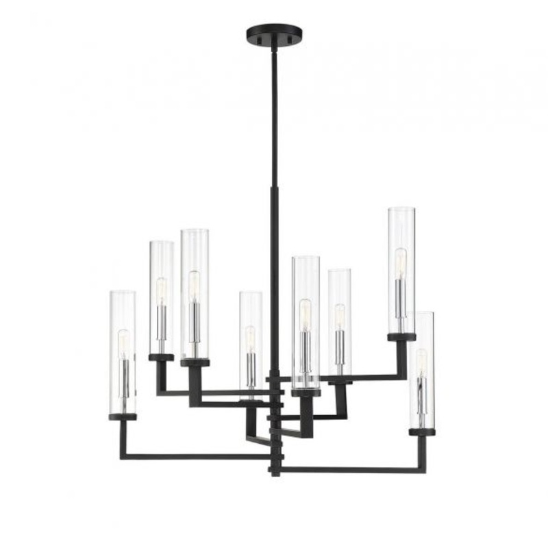 Folsom 8-Light Adjustable Chandelier in Matte Black with Polished Chrome Accents - I58423338502