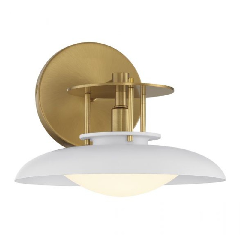 Gavin 1-Light Bathroom Vanity Light in White with Warm Brass Accents - I58423338453