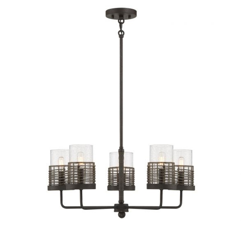 Granada 5-Light Chandelier in Gunsmoke with Gray Rattan - I58423338370