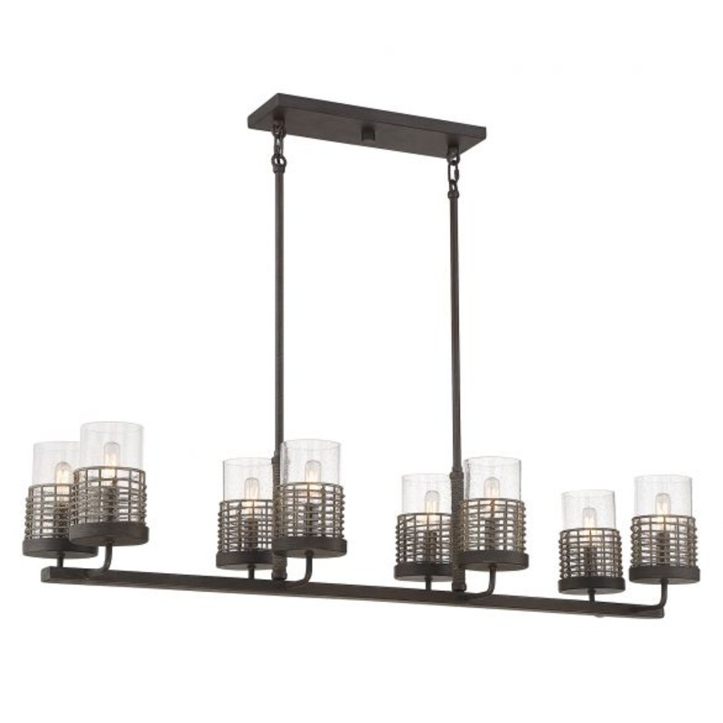 Granada 8-Light Linear Chandelier in Gunsmoke with Gray Rattan - I58423338366